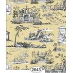 Rose Hill Toile Black on Yellow Wallpaper (267 X 413mm)