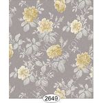 Rose Hill Floral Yellow on Grey Beige Wallpaper (267 X 413mm)