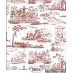 Rose Hill Toile Red on White Wallpaper (267 X 413mm)