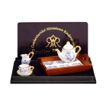 Tray with Tea Set - Blue Onion Gold Design