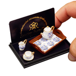 Tray with Tea Set - Blue Onion Gold Design