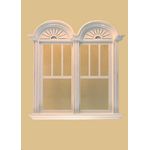 1:24 Newport Decorated Double Window, White (2 13/16″W x 2 13/16″H)