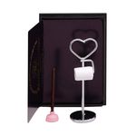 Toilet Paper Holder Heart Shaped with Pink Plunger by Reutter Porzellan