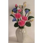 Pink Roses in White Vase (17 Diam x 50Hmm)
