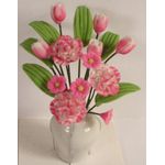 Pink Carnations in White Vase (19 Diam x 56Hmm)