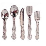 Silver Cutlery Set (1"H x 0.063"W x 0.063"D)