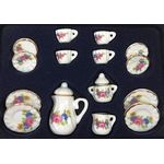 Tea set 17pc, Coloured Floral