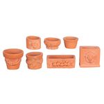 Assorted Garden Pots Set of 7 (Approx: 0.438"H x 0.625"W x 1.5"D)