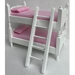 Bunkbed White with Pink Fabric (140 x 80 x 122Hmm)
