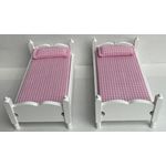 Bunkbed White with Pink Fabric (140 x 80 x 122Hmm)
