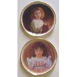 Young Girls in Pinafore Platter (1 1/2" Diam) (Price Each)