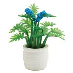 Plant with Blue Flowers in White Pot (1-3/4" W x 2" H X 1-3/4" D)