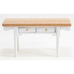 White Vermont Table with Oak Top (5 -1/8 x 2- 1/8 x 2- 1/2) - Stock Clearance