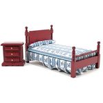 Bed & Night Stand, Mahogany (6-7/16" x 3-3/4" x 3-5/8")
