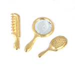 Comb, Brush, And Mirror Set (Gold colour) (Mirror 11 x 2mm)