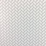 Embossed White Herringbone Metro Tiles Dark Grout A3 (420 x 297mm)