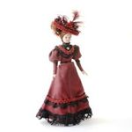 Porcelain Victorian Lady in Red (16cm x 6.5cm x 4.5cm)