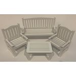 White 4 Piece Outdoor Setting (Table: 75 x 40 x 44Hmm)