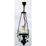 Ceiling Light Hanging Black Chains Engraved Clear Shade (25mm Diam Shade)