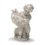 Angel with Fish Statue, Grey (2.75"H x 1.5"W x 0.75"D)