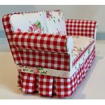 Sofa Floral Red Check (150 x 65 x 70)
