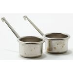 Silver Pots / Pans 2pc ( 7/16 X 3/4 Handle is 1 1/4 long)