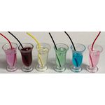 Soft Drinks In Tall Glass with Straw Assorted Colours Set of 6 (25Hmm)