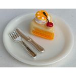 Cake on a Large Plate with Knife and Fork Orange (Plate: 36mm Diam)