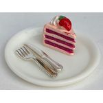 Cake on a Large Plate with Knife and Fork Strawberry (Plate: 36mm Diam)