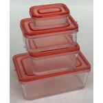 Kitchen Containers with Red Lids Set 4 (Large: 34 x 23 x 19Hmm)