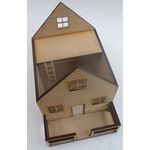 1:48 Log Cabin Kit Laser Cut (95W x 110H x 122mmD) Shown open