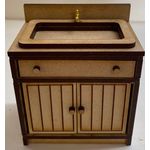 Laser Cut Kitchen Unit Sink Kit with Acrylic Top and Wood Taps (75W x 48D x 78Hmm Bench / 90Hmm Back)