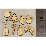 Xmas Decorations Set of 9 Laser Cut (Approx 12mmH)