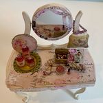 Pink Decoupage Dressing Table by Lynne's Minis (90W x 50D x 120Hmm)