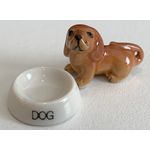 Small Dog with Bowl (Bowl: 15Diam x 5, Dog: 20 x 9 x 15Hmm)