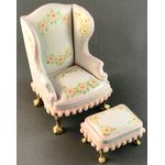 Wingchair and Stool Hand Painted by Petite Romantique