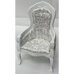 Chair with Arms, White Fabric, White Wood