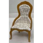 Chair without Arms, White Fabric, Oak Wood