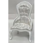 Chair without Arms, White Fabric, White Wood