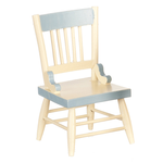 Dining Chair Cream with Blue Trim (3.125"H x 1.875"W x 1.875"D)