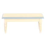 Dining Table Cream with Blue Trim (2.375"H x 5.75"W x 2.625"D)