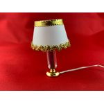 Lamp White Shade Gold Trim, Clear Stand (40 Diam x 60Hmm)