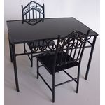 Black Wire Table and Chairs Set (Table 93W x 62D x 64Hmm)