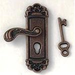 Door Handle with Keyplate Brown with Keys (23H x 15Wmm (inc handle to Left))