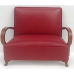 Sofa 40's Style Red with Curved Arms (125 x 60 x 97Hmm)