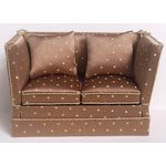 Sofa Chocolate with White Dot Fabric Tieback (125 x 60 x 85H)