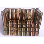 Sofa Green/Brown Stripe with Butterfly Fabric Tieback (125 x 60 x 85H)