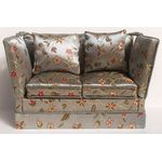 Sofa Silver Blue with Floral Fabric Tieback (125 x 60 x 85H)