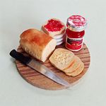 1:6 or Large 1:12 Scale Toast Set on A Board Strawberry Jam (Tray:40mm, Jar: 9 Diam x 17Hmm)
