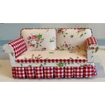 Sofa Floral Red Check (150 x 65 x 70)
